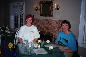 Karen and Andrea at dinner