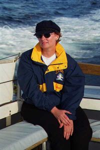 Karen on boat
